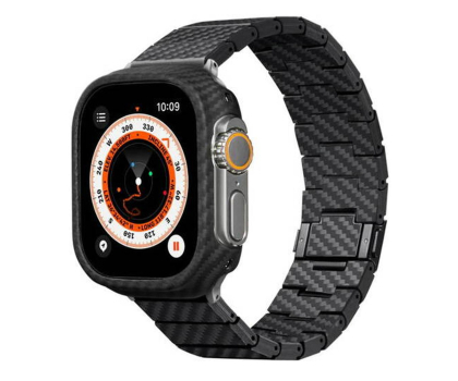Pasek i akcesoria do zegarków PITAKA Carbon Fiber Strap Black/Grey Apple Watch 42/44/45/Ultra 49m